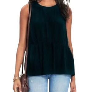 Madewell Peplum Tank Top Women's XS Black Sleeveless Pullover Round Neck